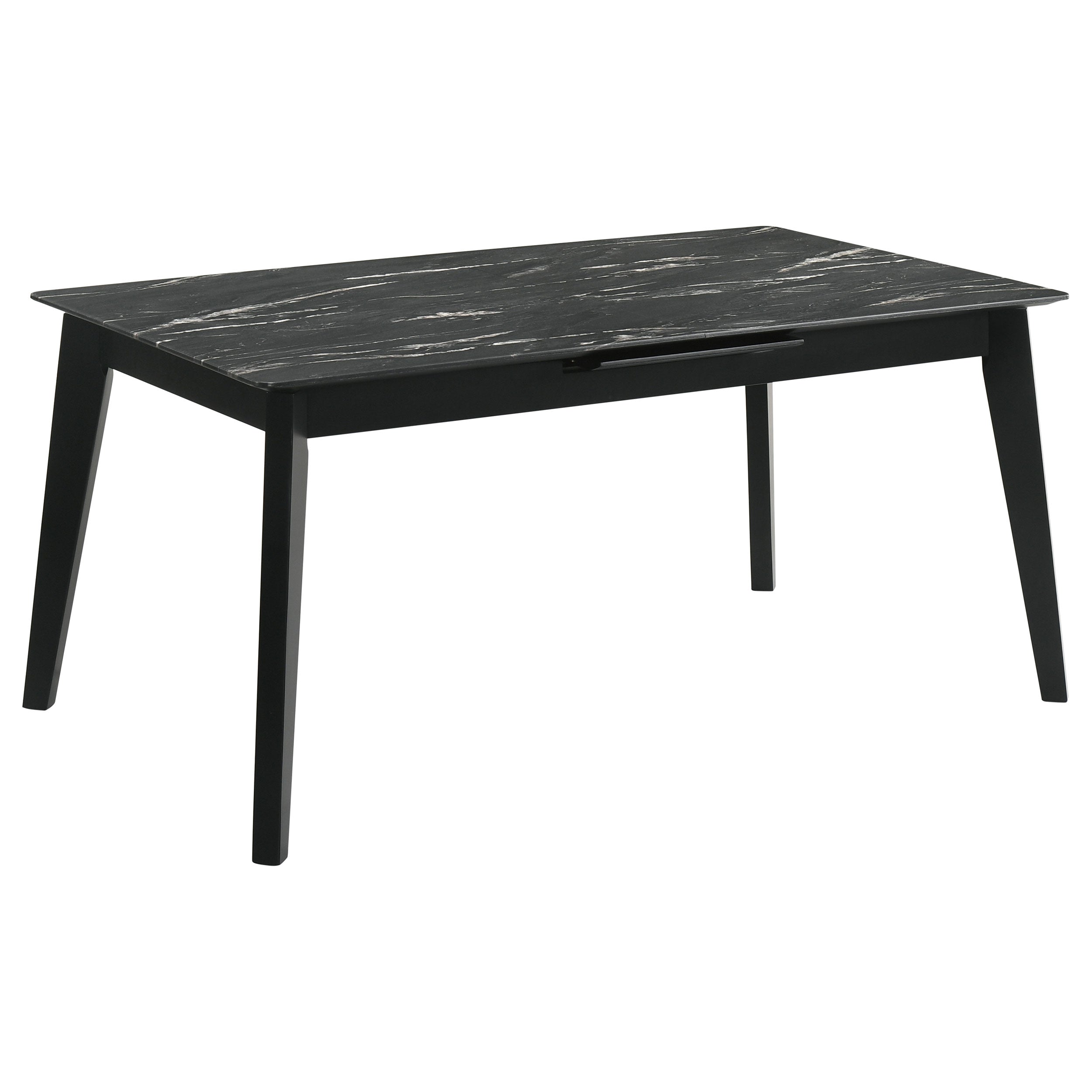 Crestmont Rectangular Dining Table with Faux Marble Top and 16" Self-Storing Extension Leaf Grey