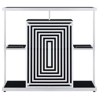 Zinnia 2-tier Bar Unit Glossy Black and White