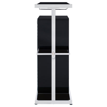 Zinnia 2-tier Bar Unit Glossy Black and White