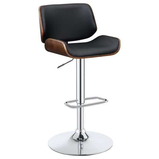 Coaster Folsom Upholstered Adjustable Bar Stool Black and Chrome Black