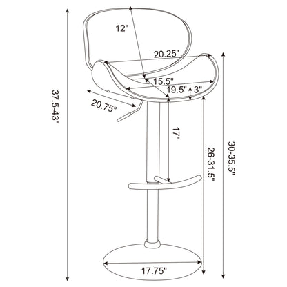 Coaster Harris Adjustable Bar Stool Black and Chrome White