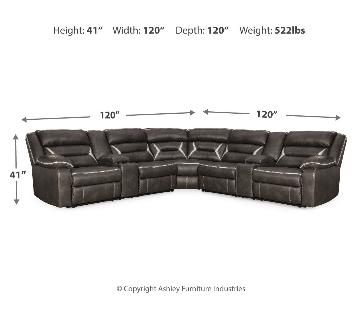 Kincord 2-Piece Sectional with Recliner