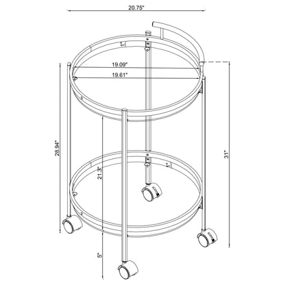 Chrissy 2-tier Round Glass Bar Cart Brass