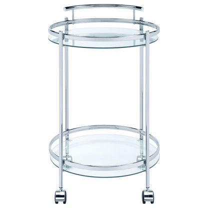 Chrissy 2-tier Round Glass Bar Cart Brass