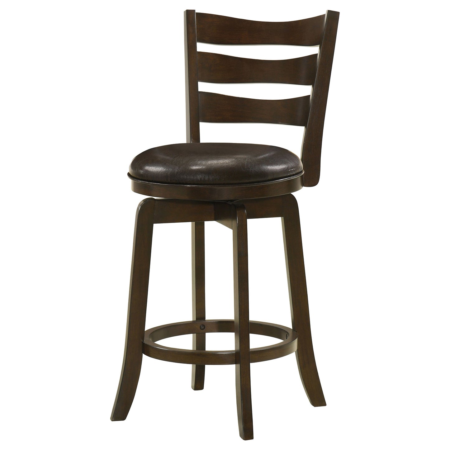 Coaster Murphy Ladder Back Counter Height Swivel Bar Stool Dark Cherry and Brown Counter Height