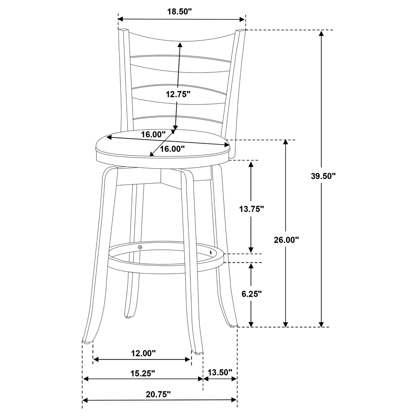 Coaster Murphy Ladder Back Counter Height Swivel Bar Stool Dark Cherry and Brown Counter Height