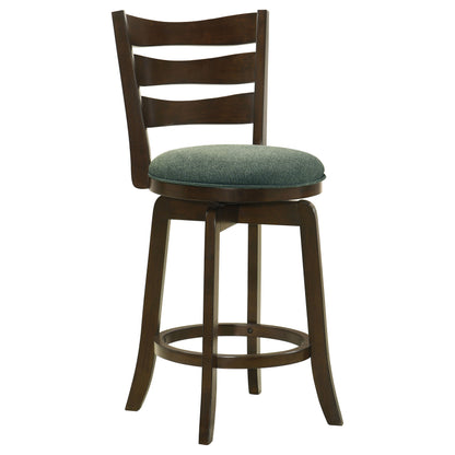 Coaster Murphy Ladder Back Counter Height Swivel Bar Stool Dark Cherry and Hunter Green Swivel