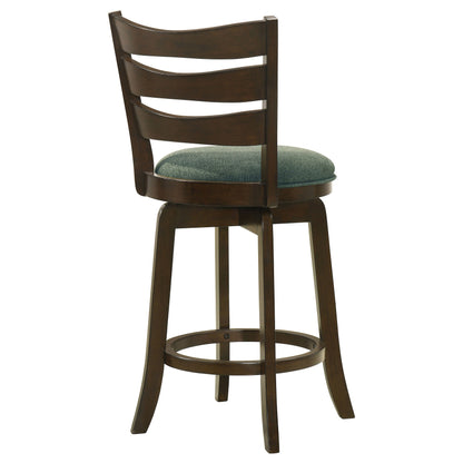 Coaster Murphy Ladder Back Counter Height Swivel Bar Stool Dark Cherry and Hunter Green Counter Height