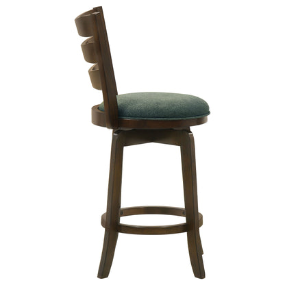 Coaster Murphy Ladder Back Counter Height Swivel Bar Stool Dark Cherry and Hunter Green Counter Height