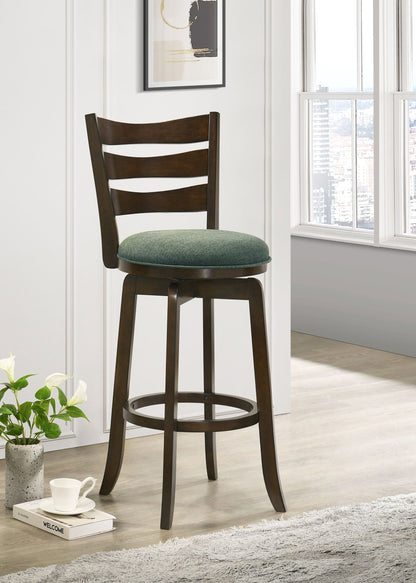 Coaster Murphy Ladder Back Counter Height Swivel Bar Stool Dark Cherry and Hunter Green Counter Height