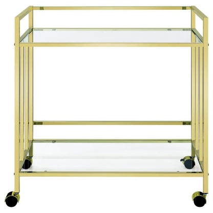 Cara Rectangular Glass Bar Cart Brass