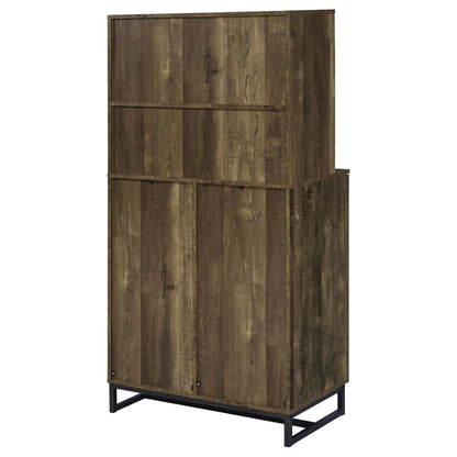 Mendoza 2-door Wine Cabinet Rustic Oak Herringbone and Gunmetal