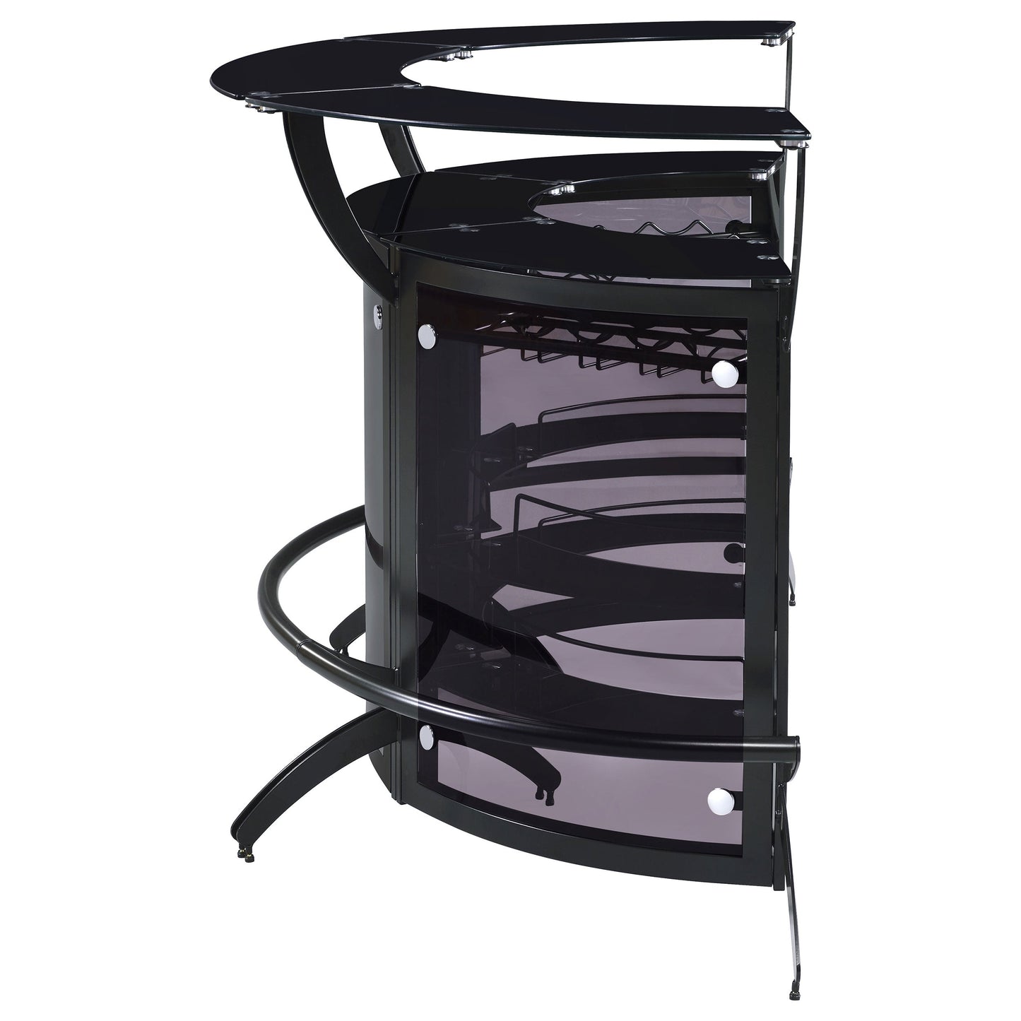 Dallas 2-shelf Curved Home Bar Smoke and Black Glass (Set of 3)