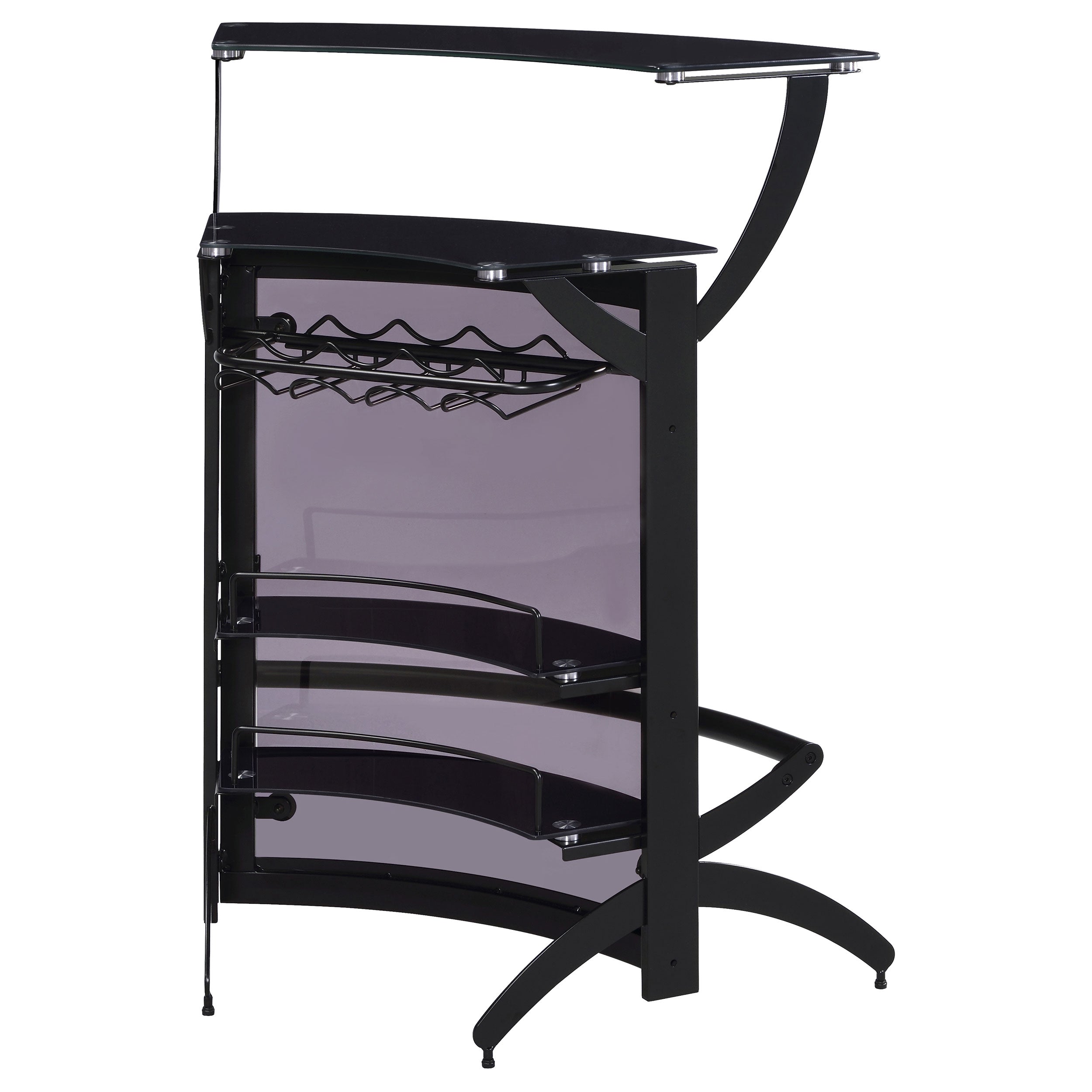 Dallas 2-shelf Curved Home Bar Smoke and Black Glass (Set of 3)