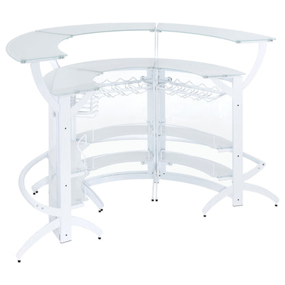 Dallas 2-shelf Curved Home Bar White and Frosted Glass (Set of 3)