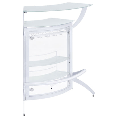 Dallas 2-shelf Curved Home Bar White and Frosted Glass (Set of 3)