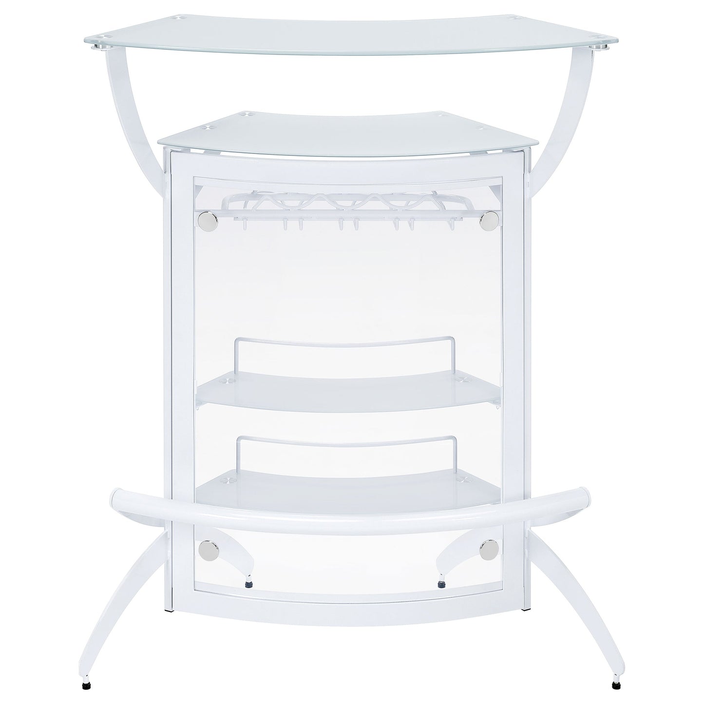 Dallas 2-shelf Curved Home Bar White and Frosted Glass (Set of 3)