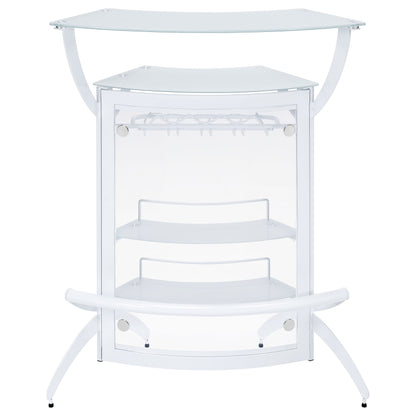 Dallas 2-shelf Curved Home Bar White and Frosted Glass (Set of 3)