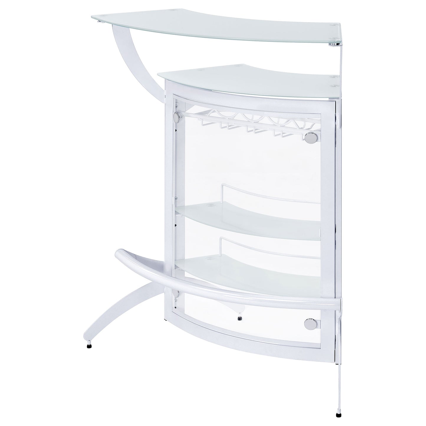 Dallas 2-shelf Curved Home Bar White and Frosted Glass (Set of 3)