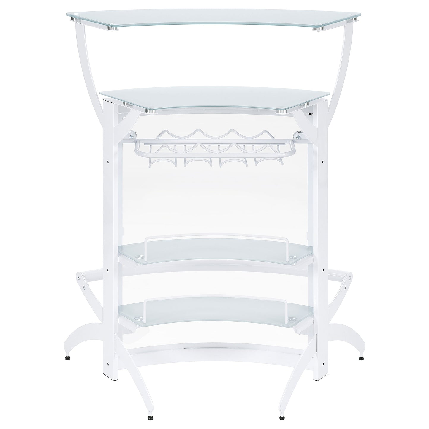 Dallas 2-shelf Curved Home Bar White and Frosted Glass (Set of 3)