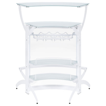 Dallas 2-shelf Curved Home Bar White and Frosted Glass (Set of 3)