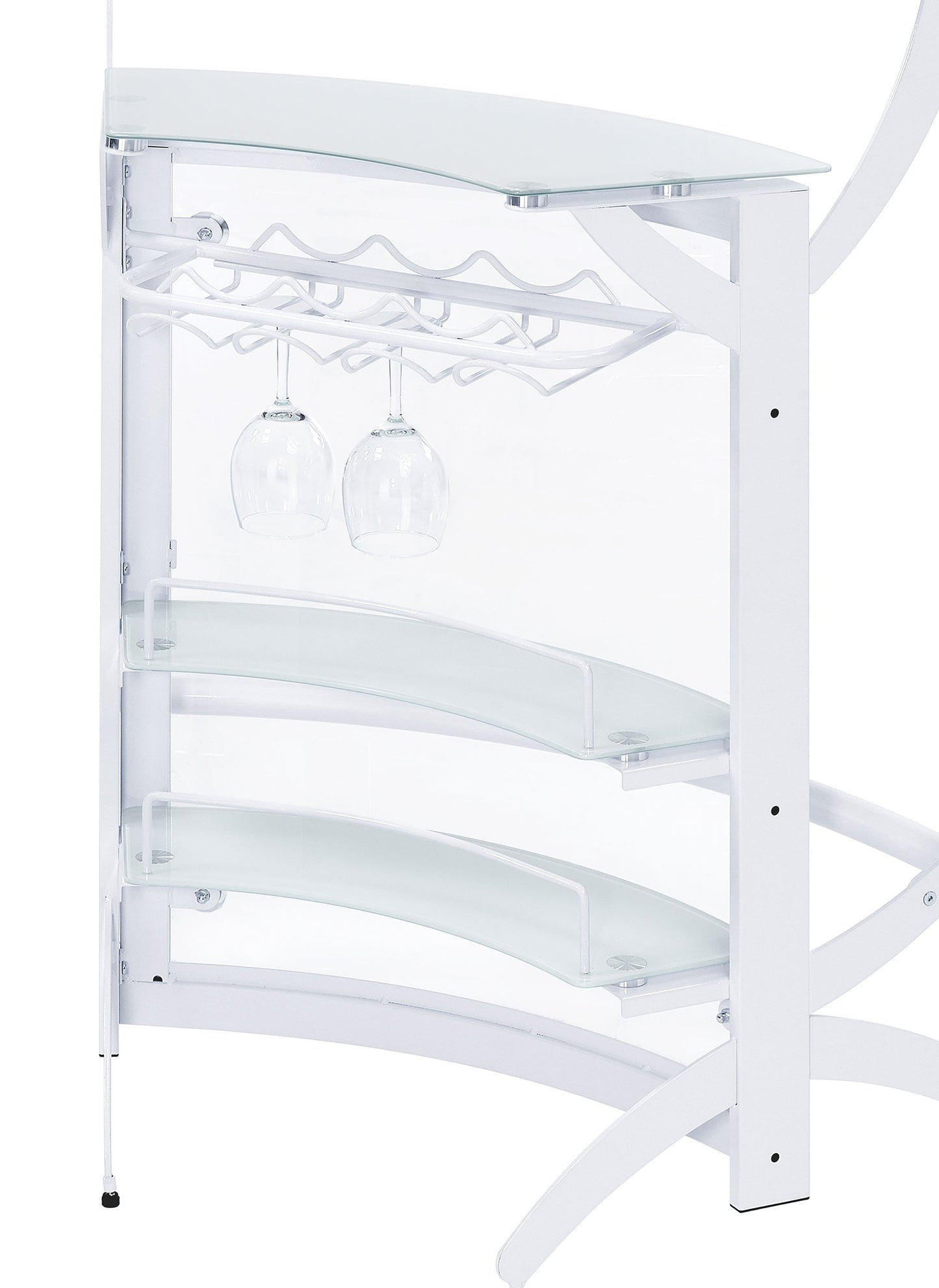 Dallas 2-shelf Curved Home Bar White and Frosted Glass (Set of 3)