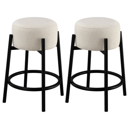 Coaster Leonard Upholstered Backless Round Stools White and Black (Set of 2) Counter Height