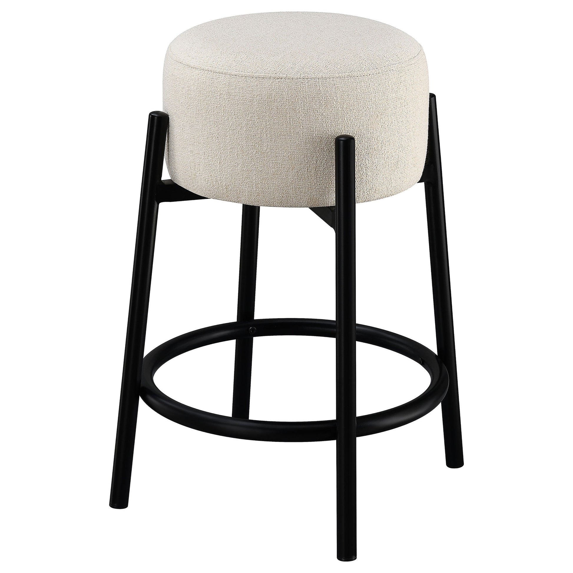 Coaster Leonard Upholstered Backless Round Stools White and Black (Set of 2) Counter Height