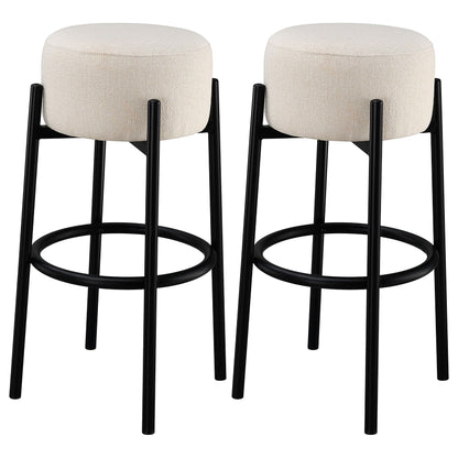 Coaster Leonard Upholstered Backless Round Stools White and Black (Set of 2) Standard