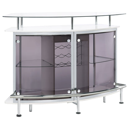 Gideon Crescent Shaped Glass Top Bar Unit with Drawer