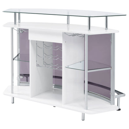 Gideon Crescent Shaped Glass Top Bar Unit with Drawer