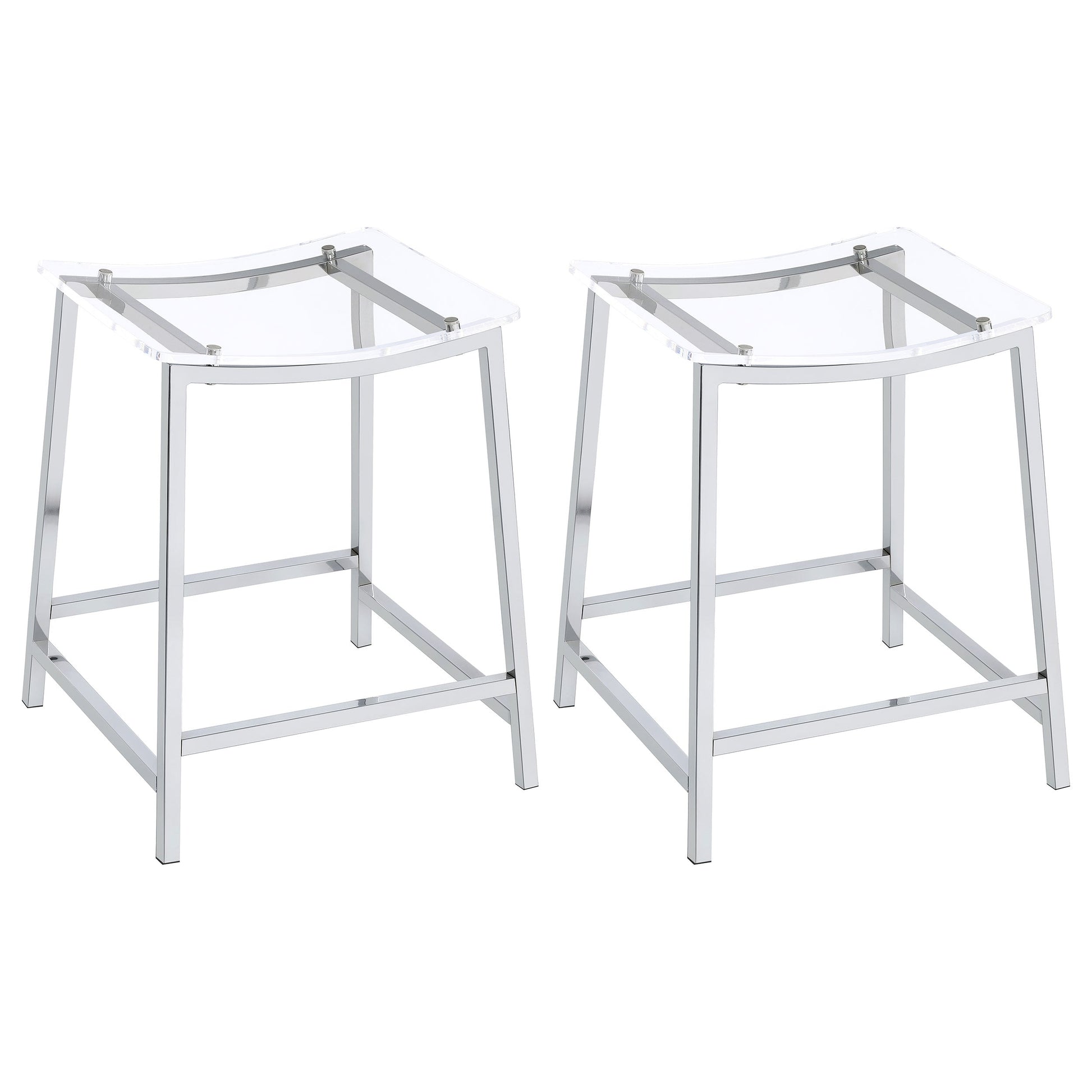 Coaster Jovani Acrylic Backless Bar Stools Clear and Chrome (Set of 2) Standard