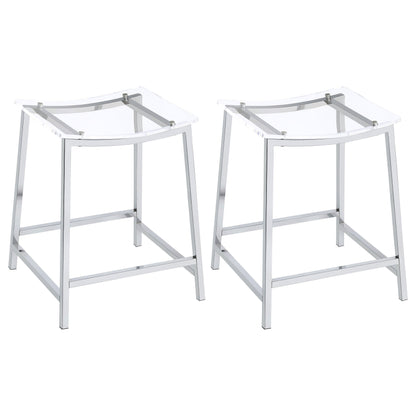 Coaster Jovani Acrylic Backless Bar Stools Clear and Chrome (Set of 2) Standard