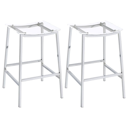 Coaster Jovani Acrylic Backless Bar Stools Clear and Chrome (Set of 2) Counter Height