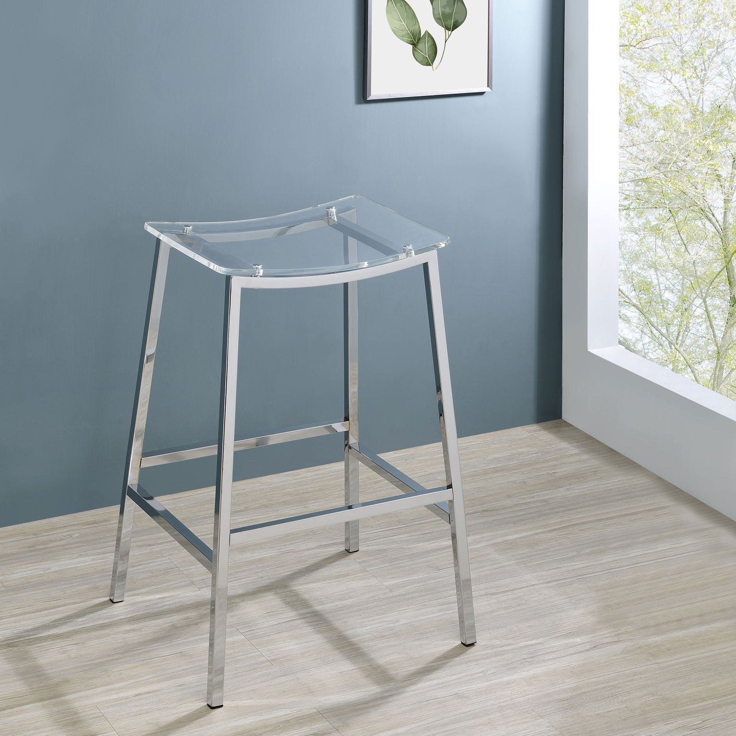 Coaster Jovani Acrylic Backless Bar Stools Clear and Chrome (Set of 2) Counter Height