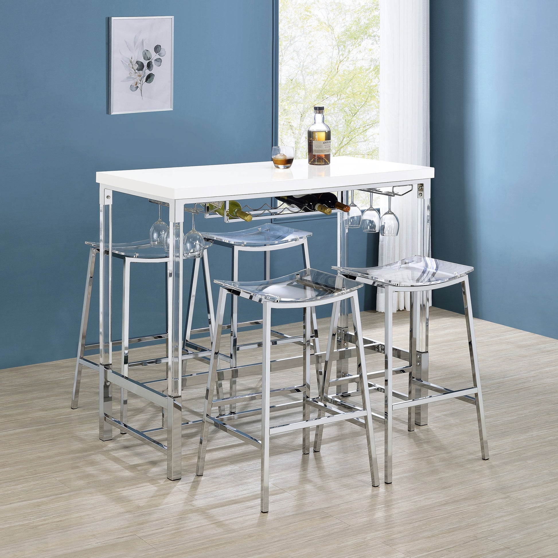 Coaster Jovani Acrylic Backless Bar Stools Clear and Chrome (Set of 2) Counter Height