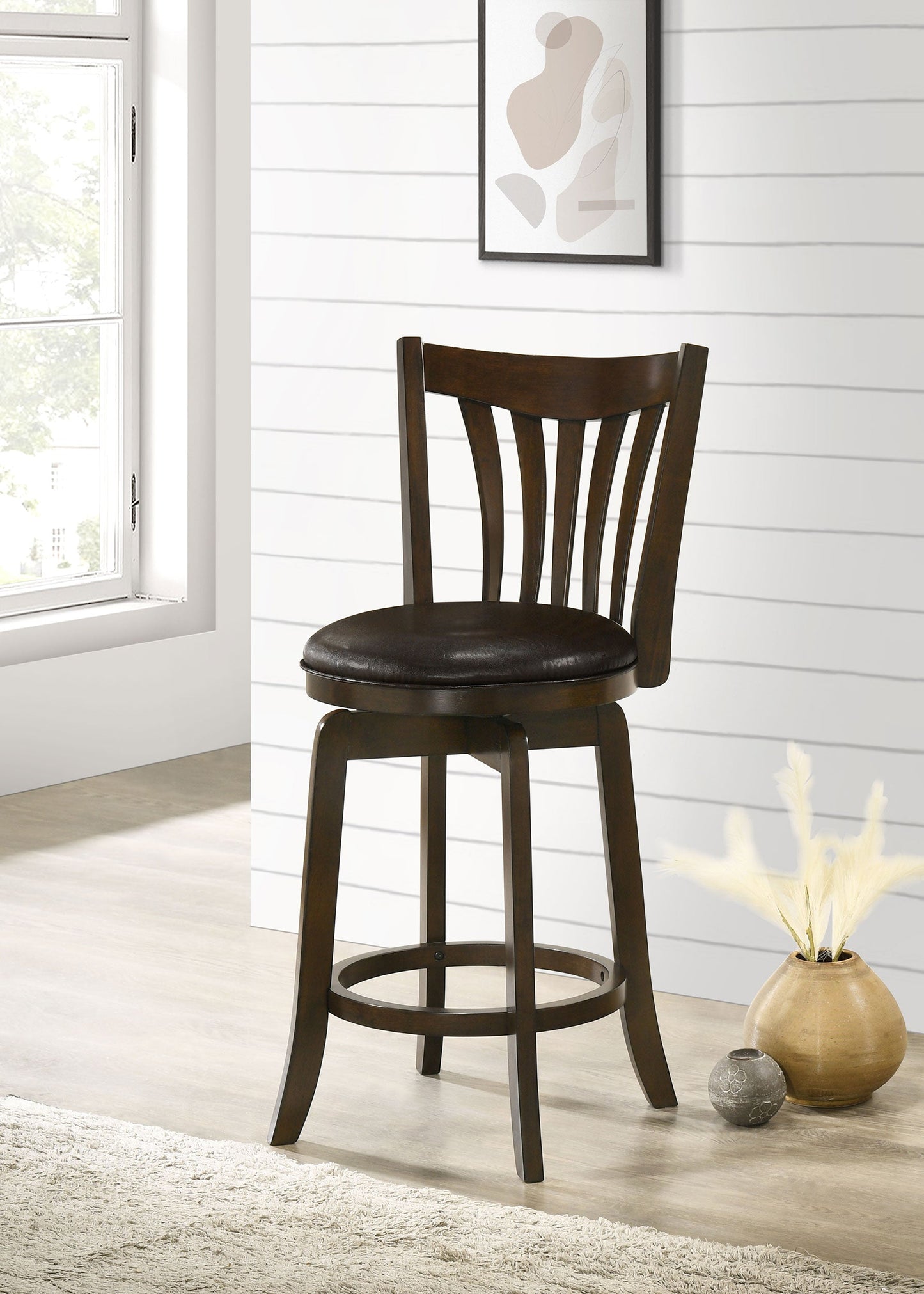 Coaster Lambert Counter Height Swivel Bar Stool with Upholstered Seat Dark Cherry Counter Height