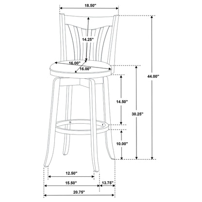 Coaster Lambert Counter Height Swivel Bar Stool with Upholstered Seat Dark Cherry Counter Height