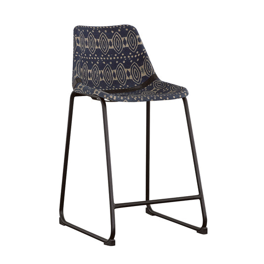 Marquise Upholstered Counter Chair Blue Canvas (Set of 2)