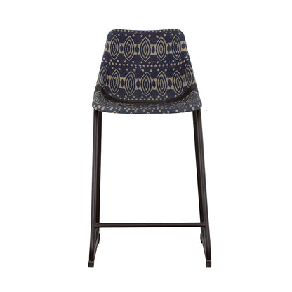 Marquise Upholstered Counter Chair Blue Canvas (Set of 2)