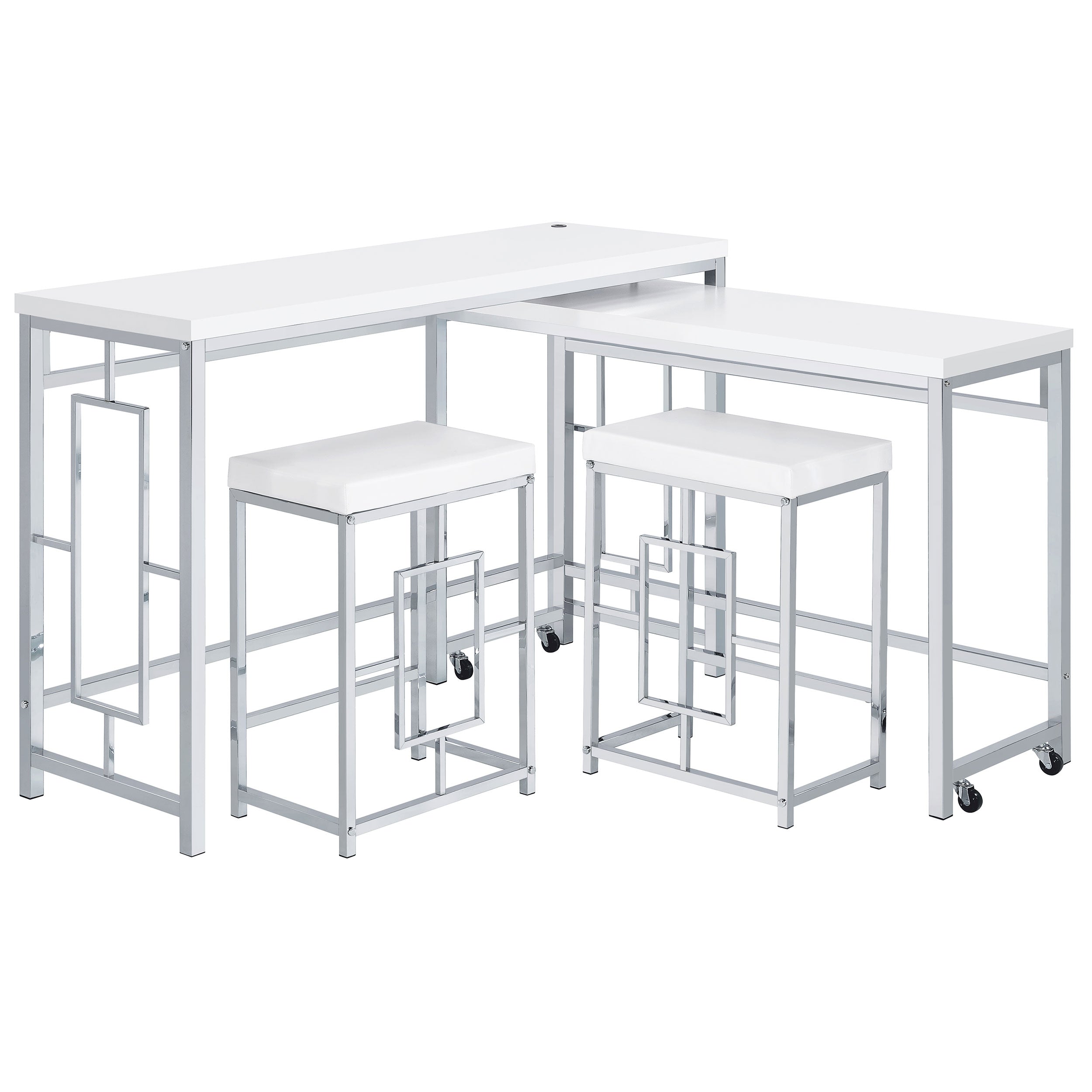 Jackson  Multipurpose Counter Height Table Set White and Chrome