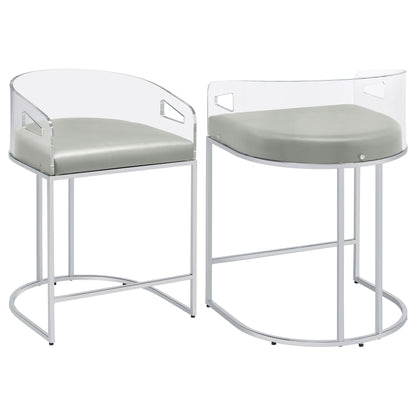 Coaster Thermosolis Acrylic Back Counter Height Stools Grey and Chrome (Set of 2) Default Title