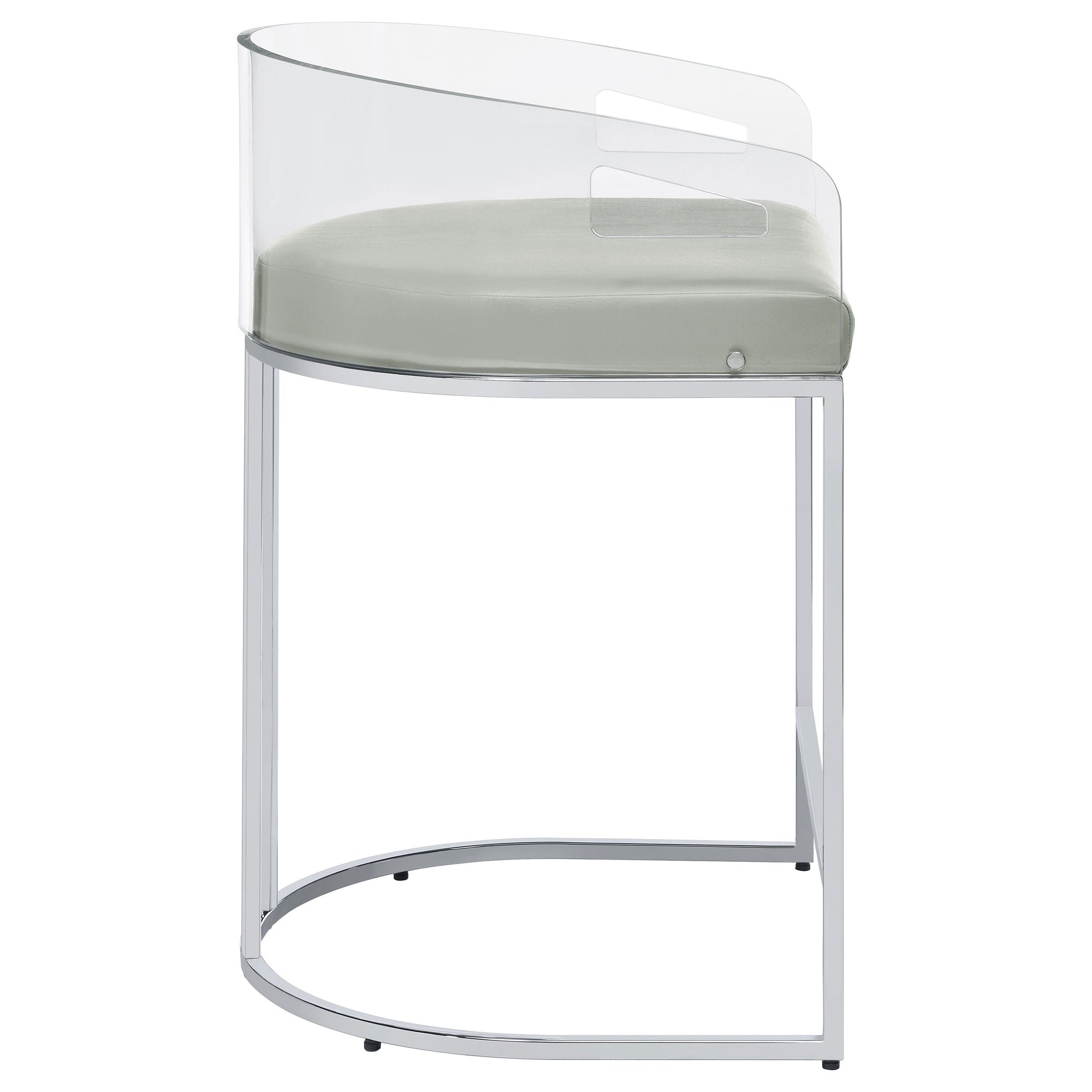 Coaster Thermosolis Acrylic Back Counter Height Stools Grey and Chrome (Set of 2) Default Title