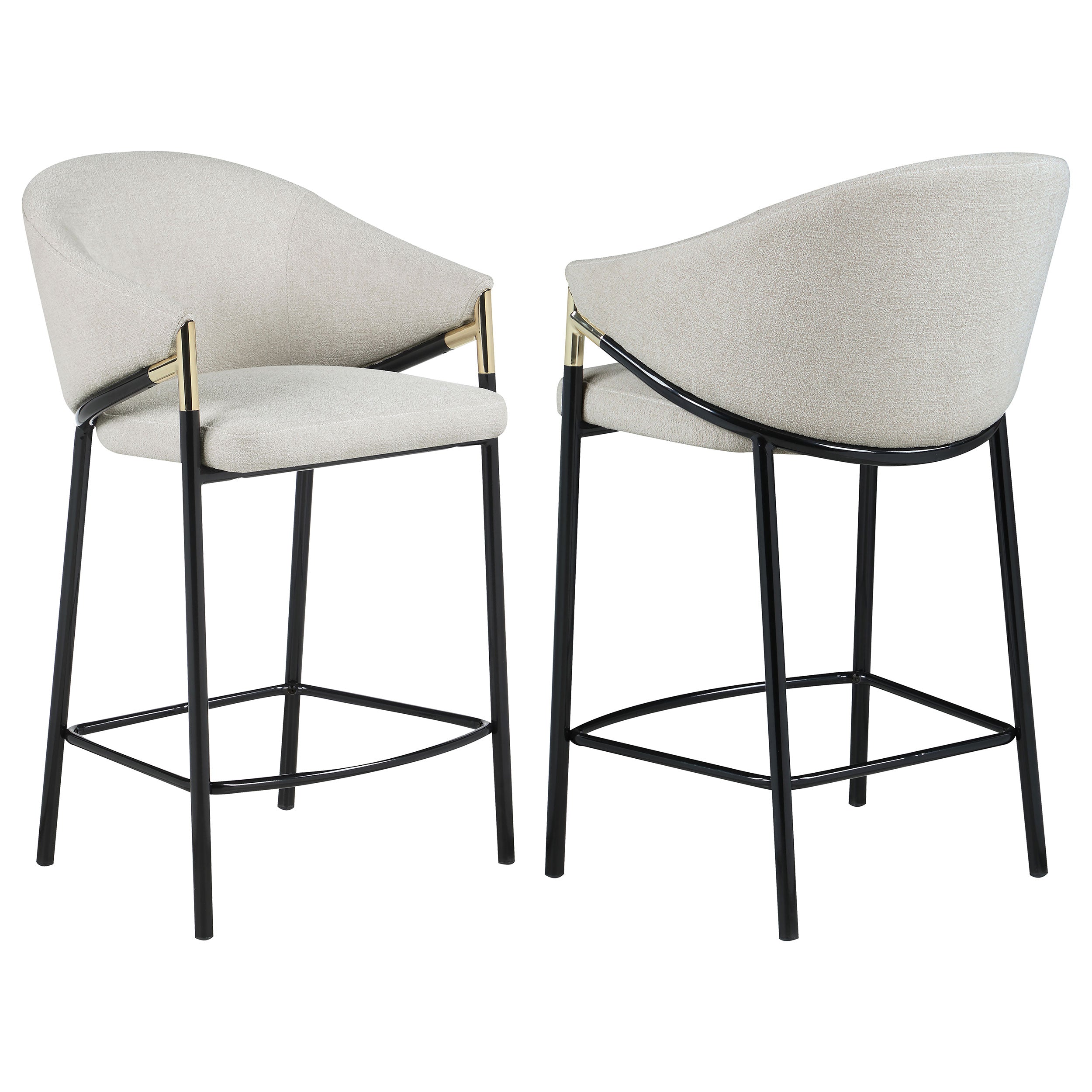 Chadwick Sloped Arm Bar Stools Beige and Glossy Black (Set of 2)