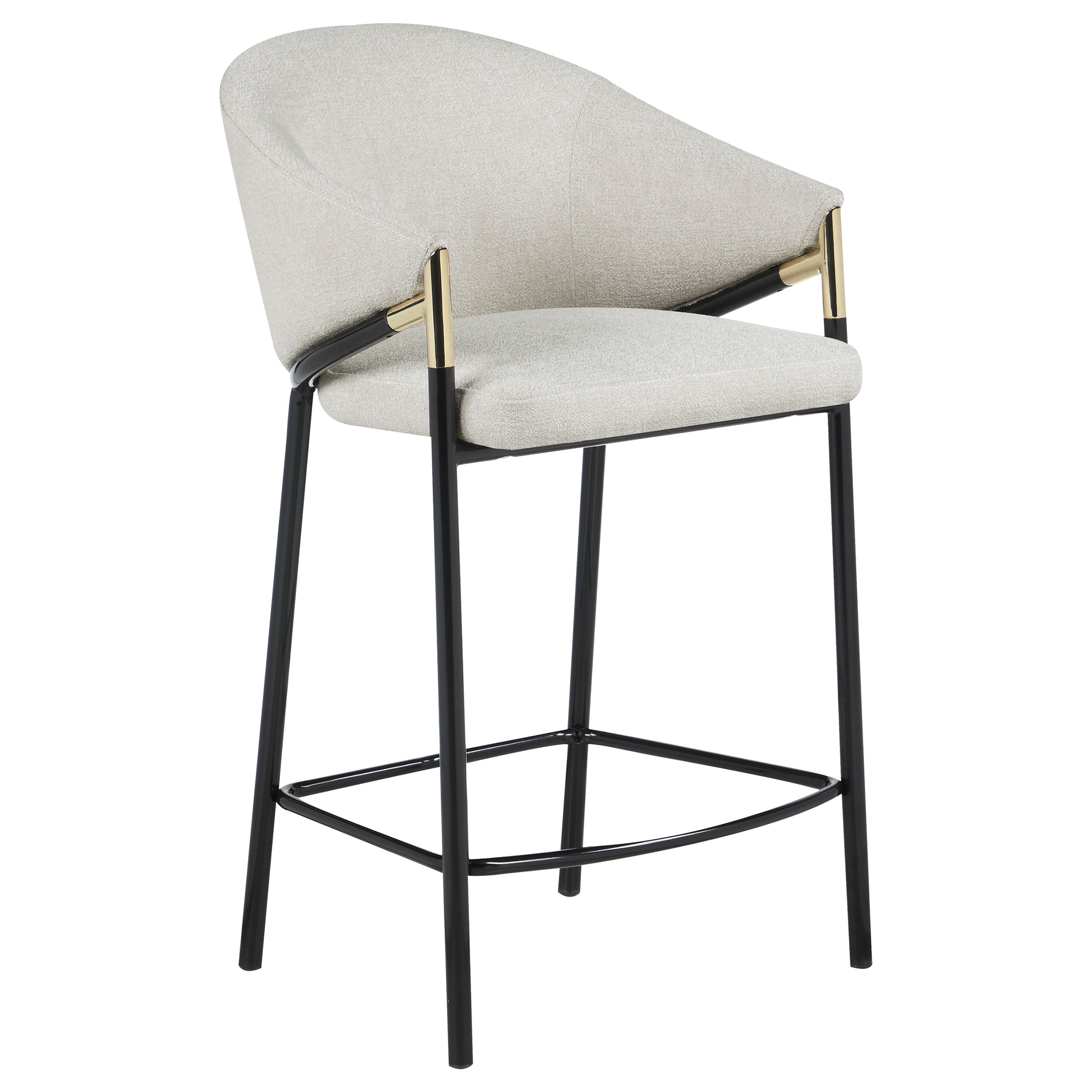 Chadwick Sloped Arm Bar Stools Beige and Glossy Black (Set of 2)