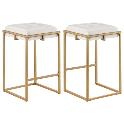 Coaster Nadia Square Padded Seat Bar Stool (Set of 2) Beige and Gold Counter Height