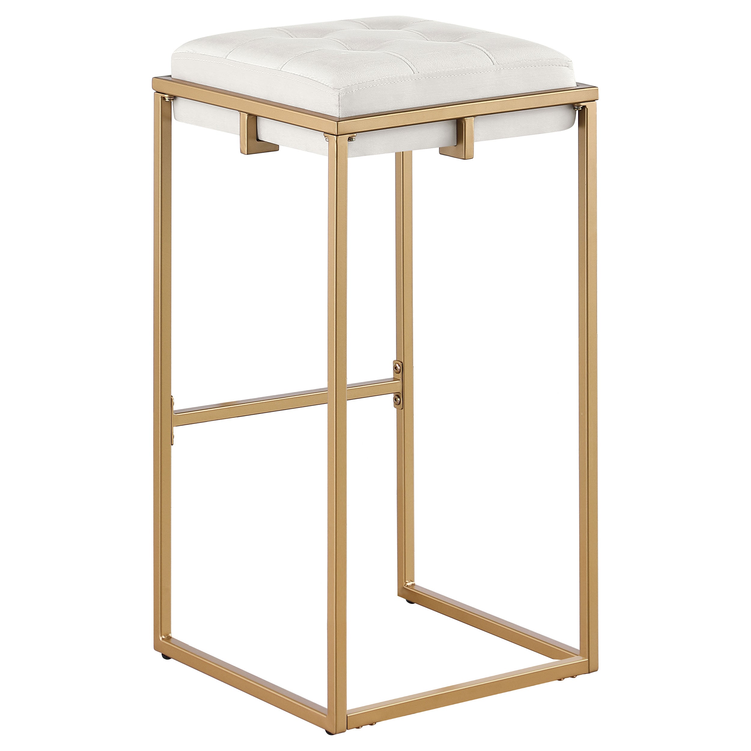 Nadia Square Padded Seat Bar Stool (Set of 2) Beige and Gold