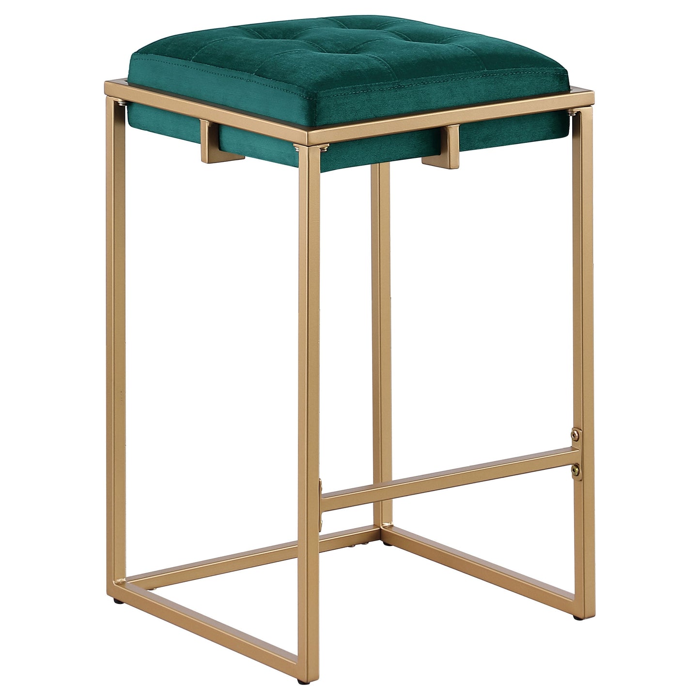 Nadia Upholstered Backless Counter Stool Green (Set of 2)