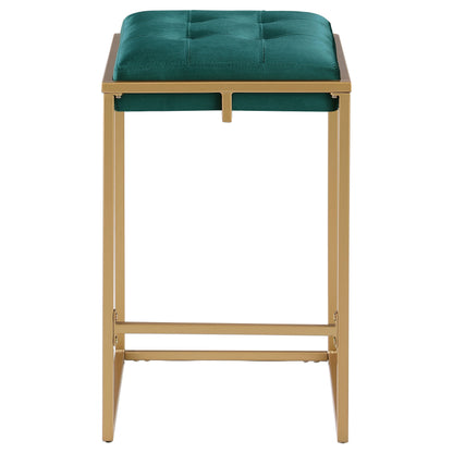 Nadia Upholstered Backless Counter Stool Green (Set of 2)