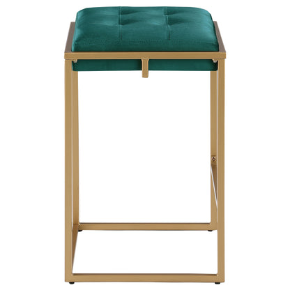 Nadia Upholstered Backless Counter Stool Green (Set of 2)